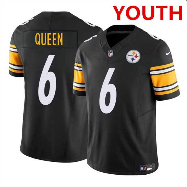 Youth Pittsburgh Steelers #6 Patrick Queen Black F.U.S.E. Vapor Untouchable Limited Football Stitched Jersey Dzhi